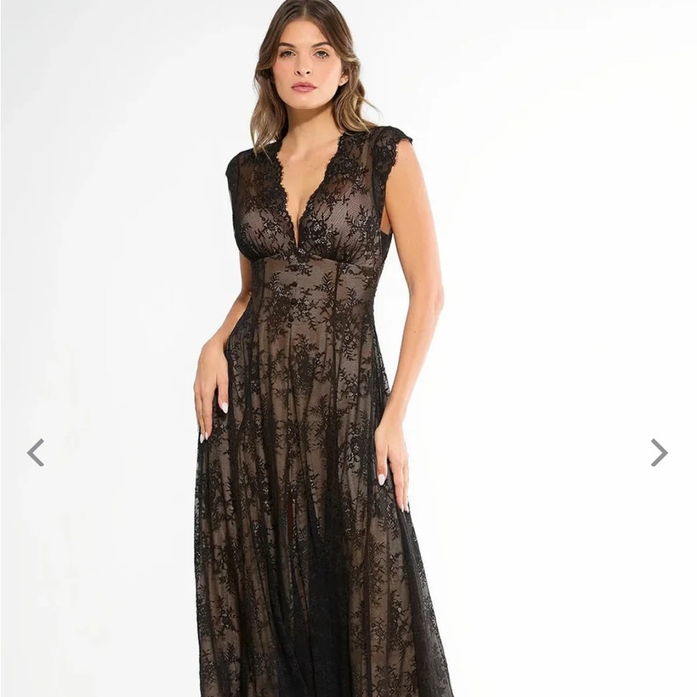 Popilush shapewear boho floral lace front slit maxi dress - Picture 12 of 13